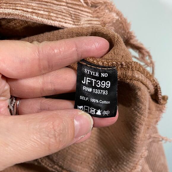 POL Women's Light Brown Raw Hem Corduroy Button Up Shacket Size S - Picture 8 of 9